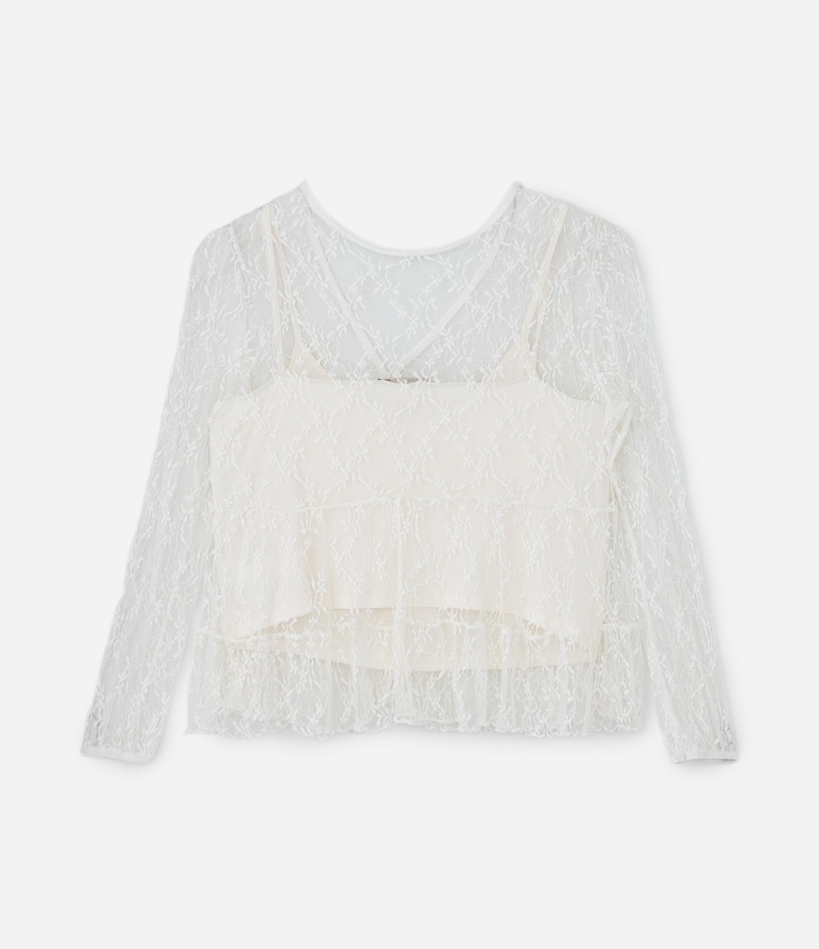 Bata Rendada com Manga Longa Curve e Plus Size Branco 2