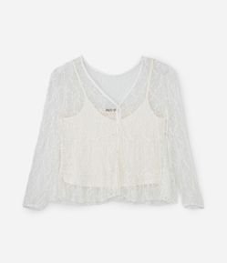 Bata Rendada com Manga Longa Curve e Plus Size