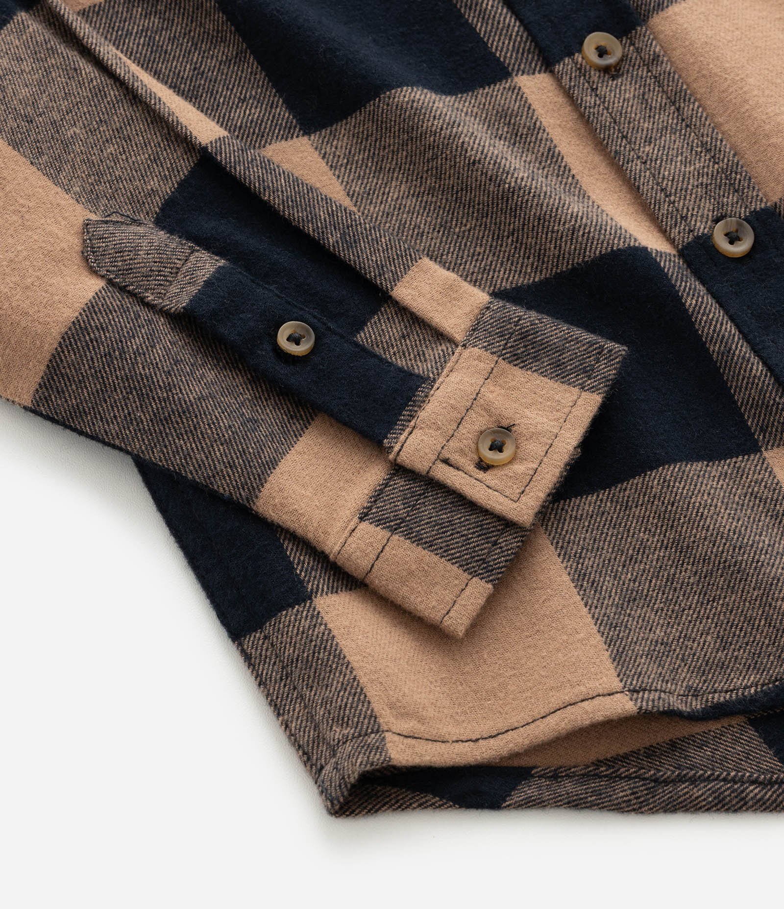 Camisa Infantil Xadrez Manga Longa em Flanela – Tam 1 a 6 Anos Bege/Preto 4