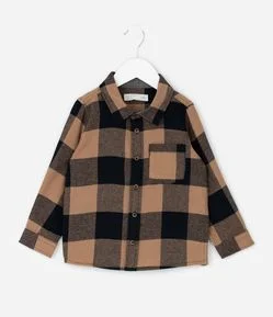 Camisa Infantil Xadrez Manga Longa em Flanela – Tam 1 a 6 Anos
