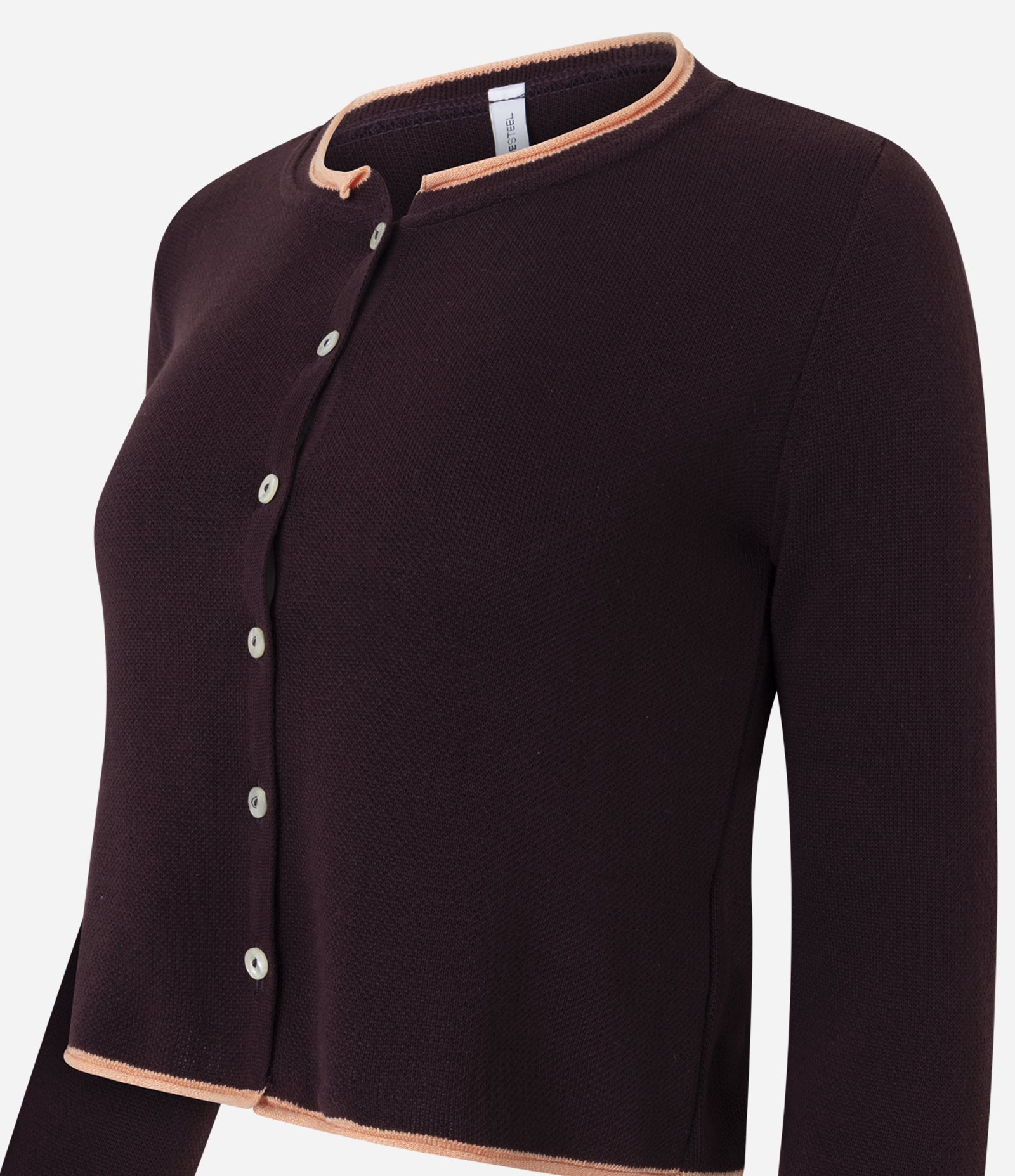 Casaco em Tricô com Acabamento Contrastante e Gola Redonda Vermelho 6