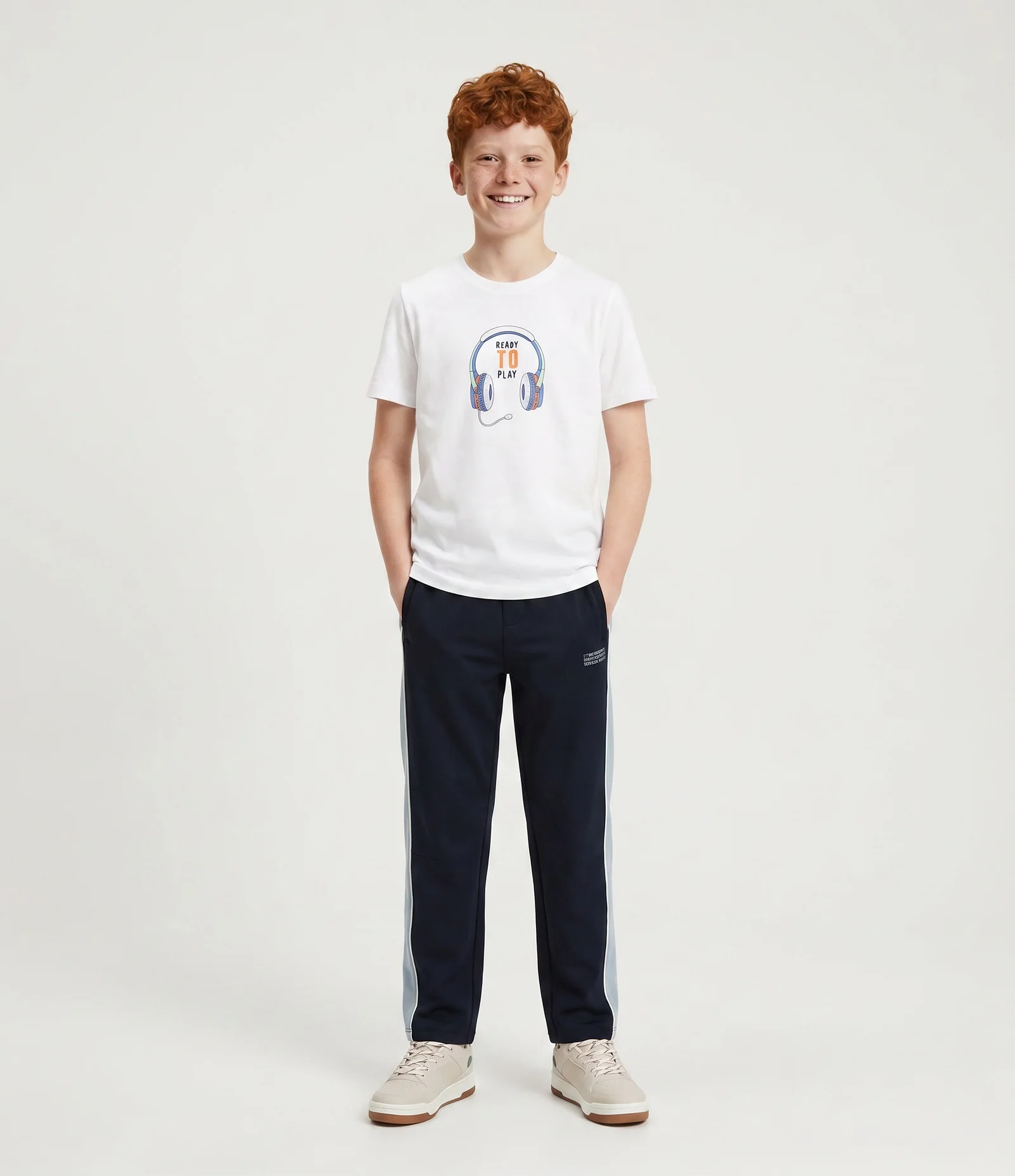 Camiseta Infantil Regular com Fone Ready to Play - Tam 5 a 14 Anos Branco 1