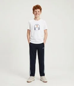 Camiseta Infantil Regular com Fone Ready to Play - Tam 5 a 14 Anos