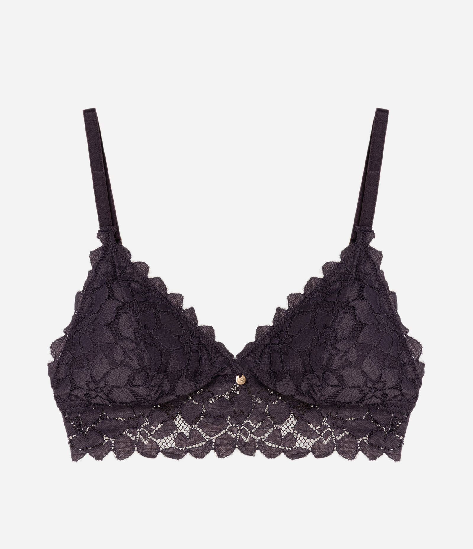 Sutiã Top em Renda com Bojo Removível e Textura Floral Roxo 3