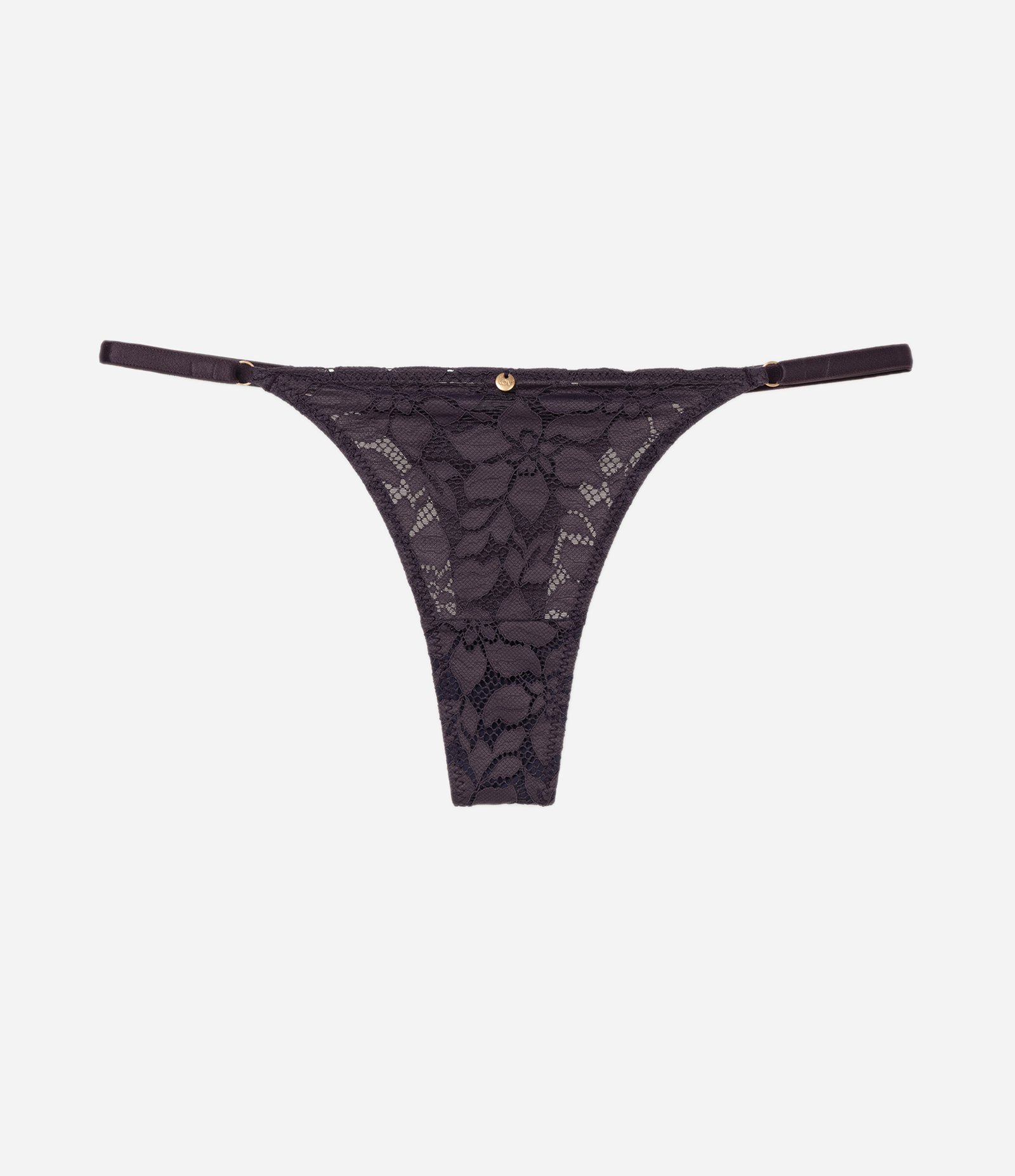 Calcinha String Fio em Renda com Textura Floral Roxo 5