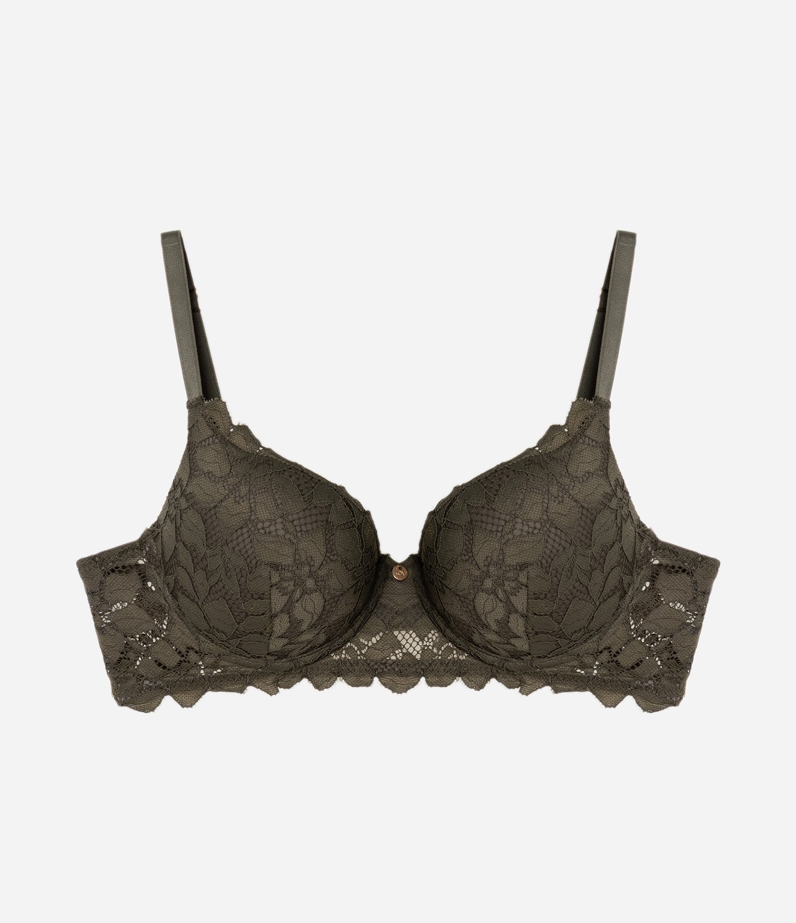 Sutiã Meia Taça em Renda com Bojo e Textura Floral Verde 5