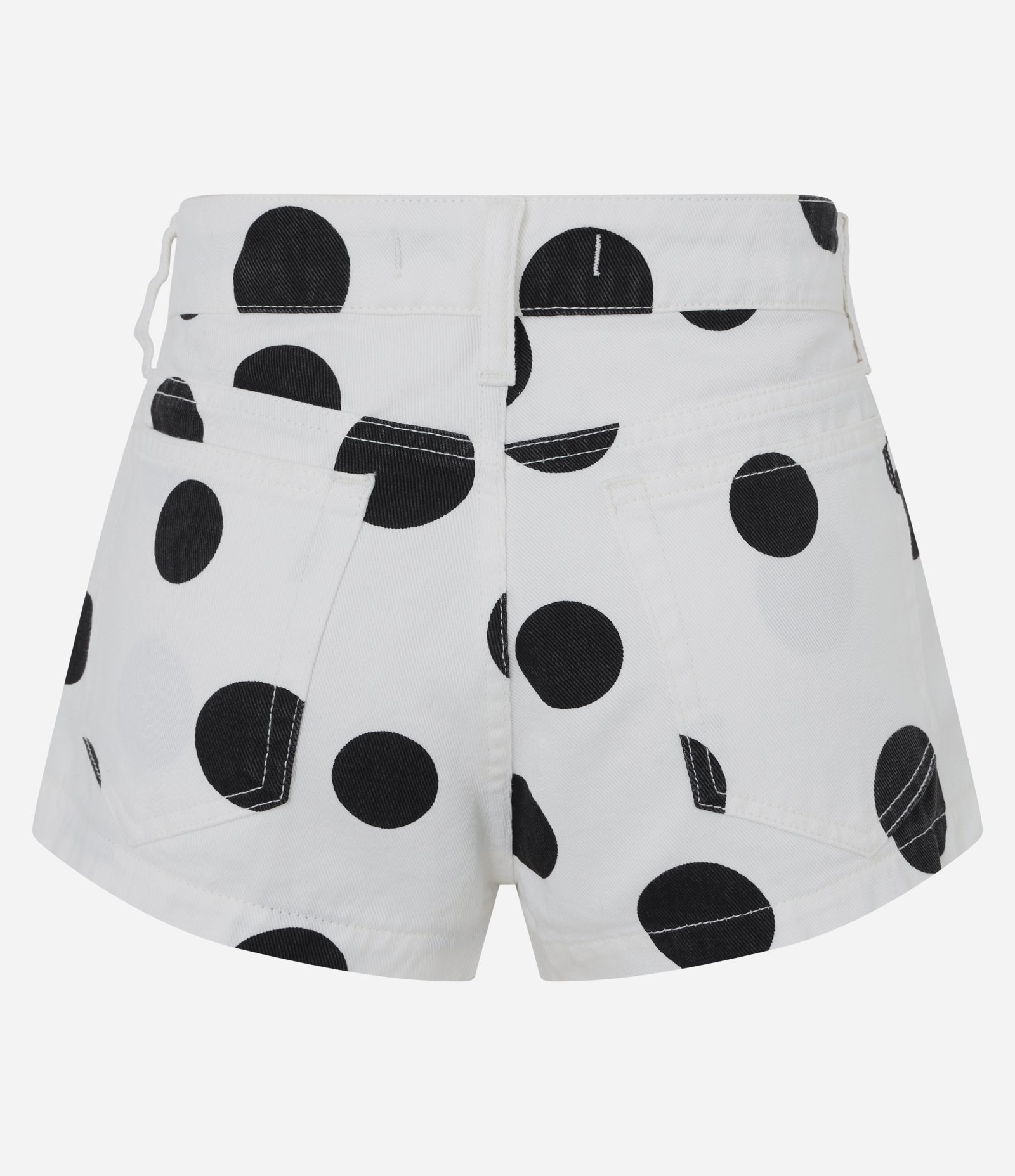 Short Micro Cintura Baixa em Jeans com Estampa Poá Off White/Estonado 5