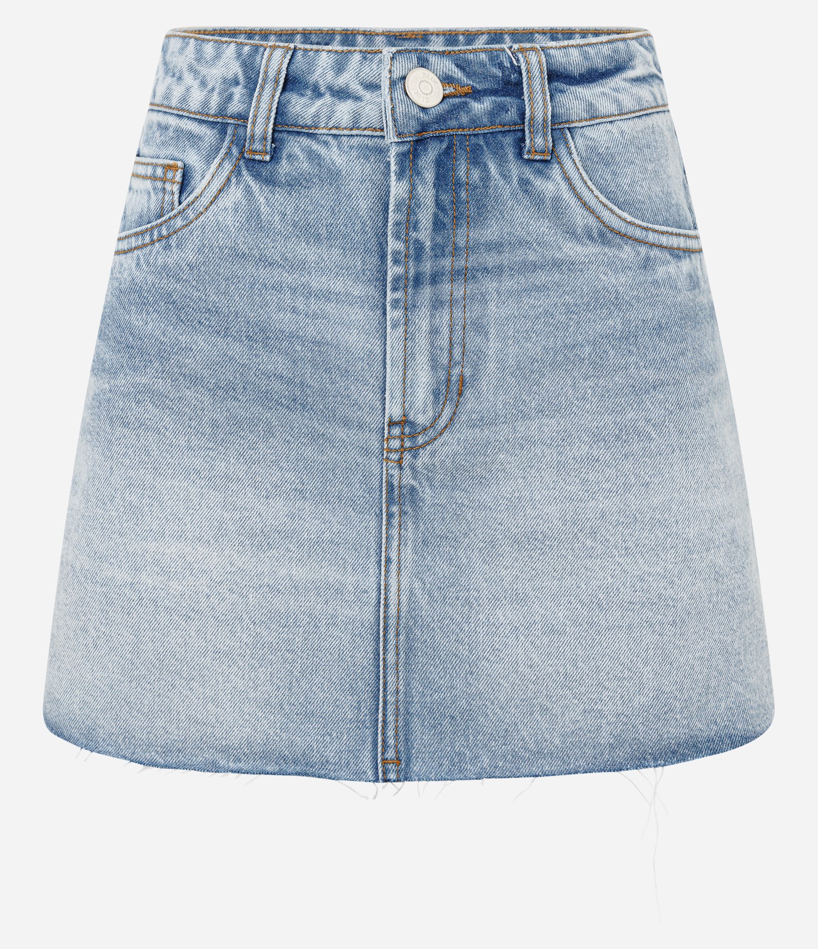 Minissaia em Jeans com Barra a Fio e Lavagem Clara Azul Claro 4