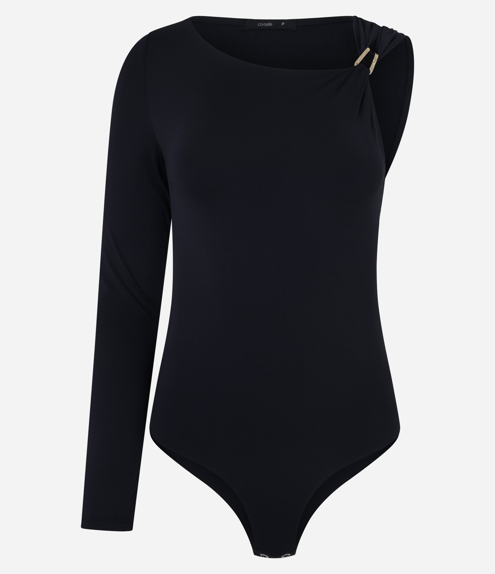 Body Manga Longa em Poliamida com Aviamento no Ombro Preto 4