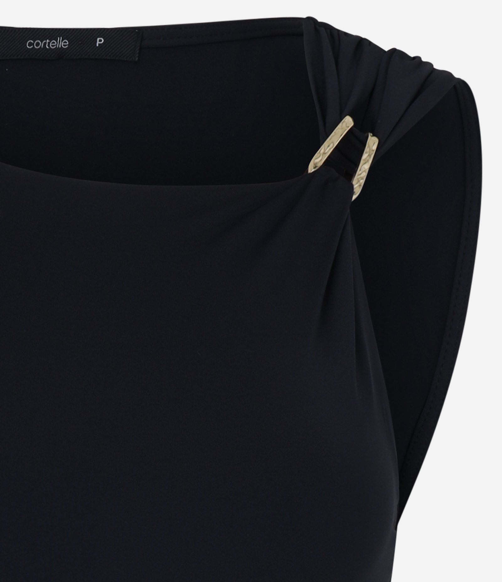 Body Manga Longa em Poliamida com Aviamento no Ombro Preto 5