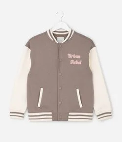 Jaqueta Bomber Infantil com Bordados Lettering – Tam 5 a 14 Anos