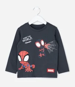 Camiseta Infantil com Estampa Spidey e Miles – Tam 2 a 6 Anos