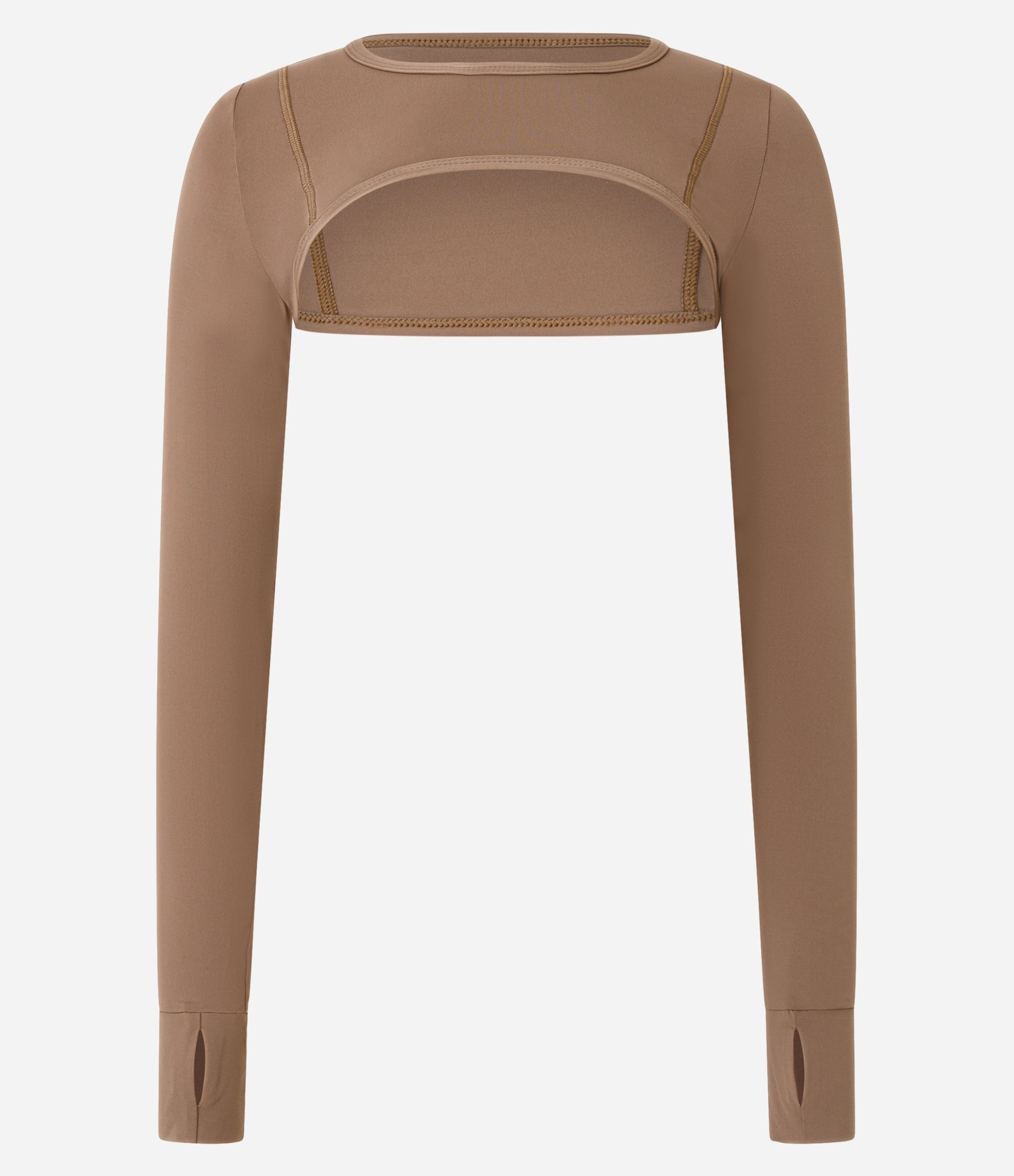 Manguito em Microfibra com Recorte Frontal Marrom 5