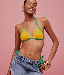 Biquíni Top Triângulo em Microfibra com Viés Contrastante