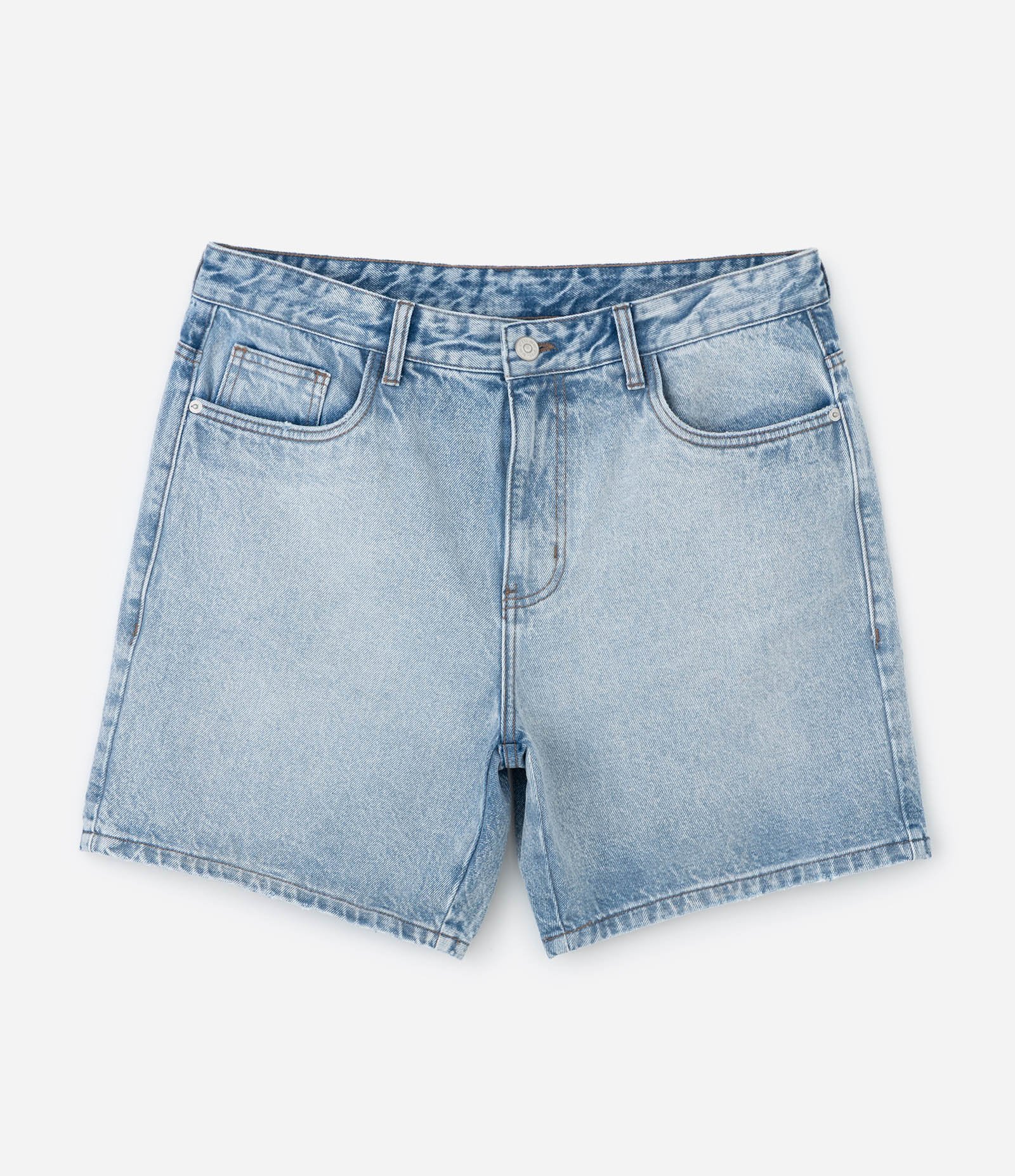 Bermuda Denim/Jeans Liso Reta Loose First Denim Azul 5
