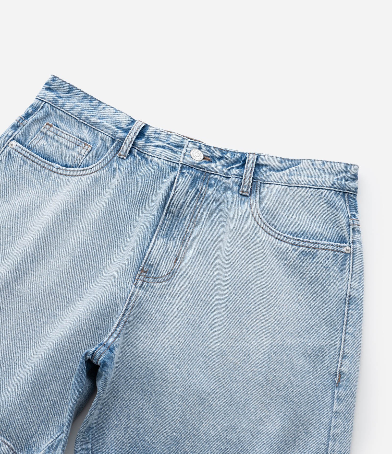 Bermuda Denim/Jeans Liso Reta Loose First Denim Azul 9