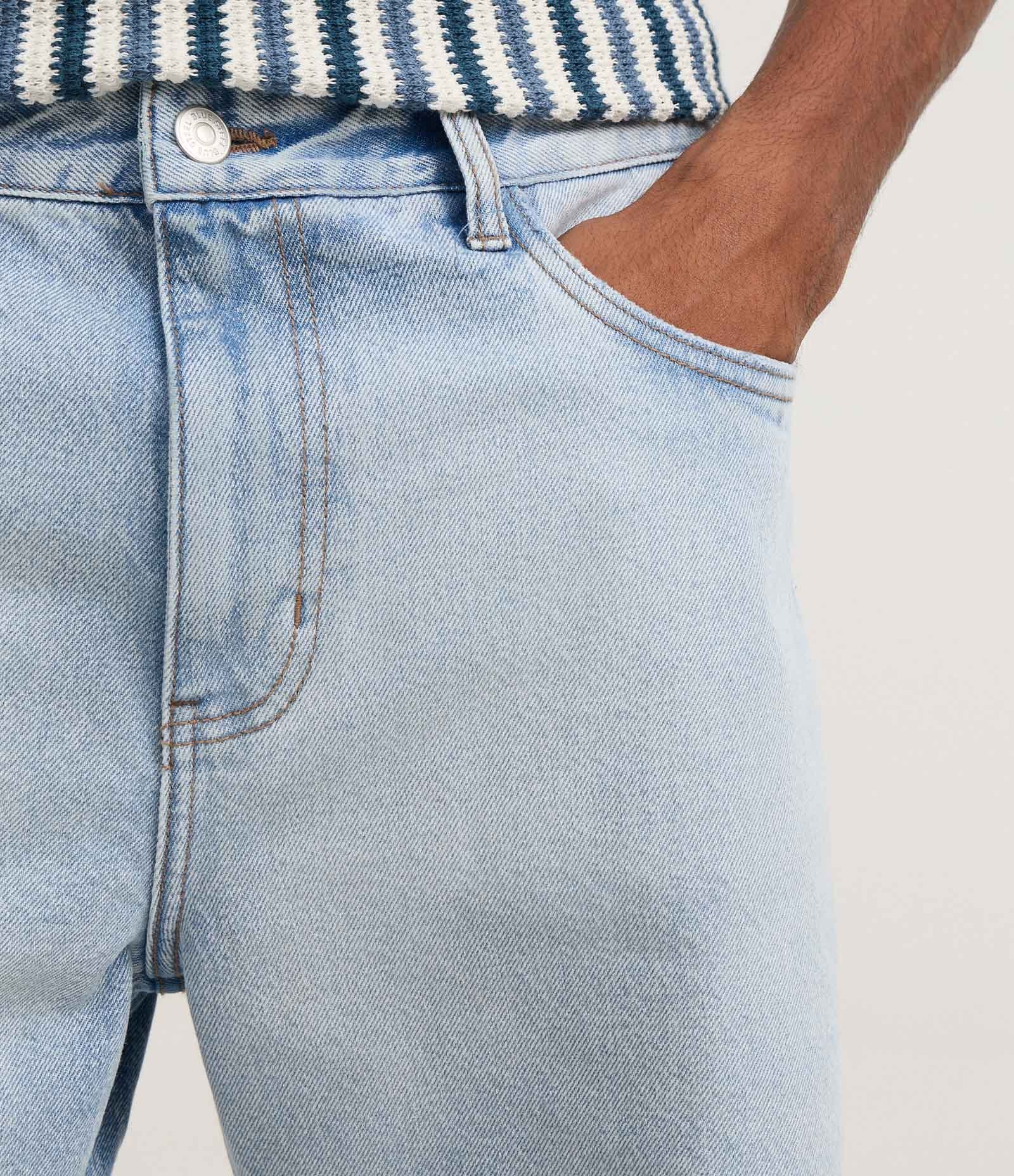 Bermuda Denim/Jeans Liso Reta Loose First Denim Azul 3