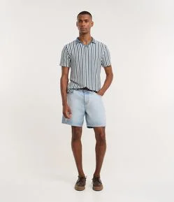 Bermuda Denim/Jeans Liso Reta Loose First Denim