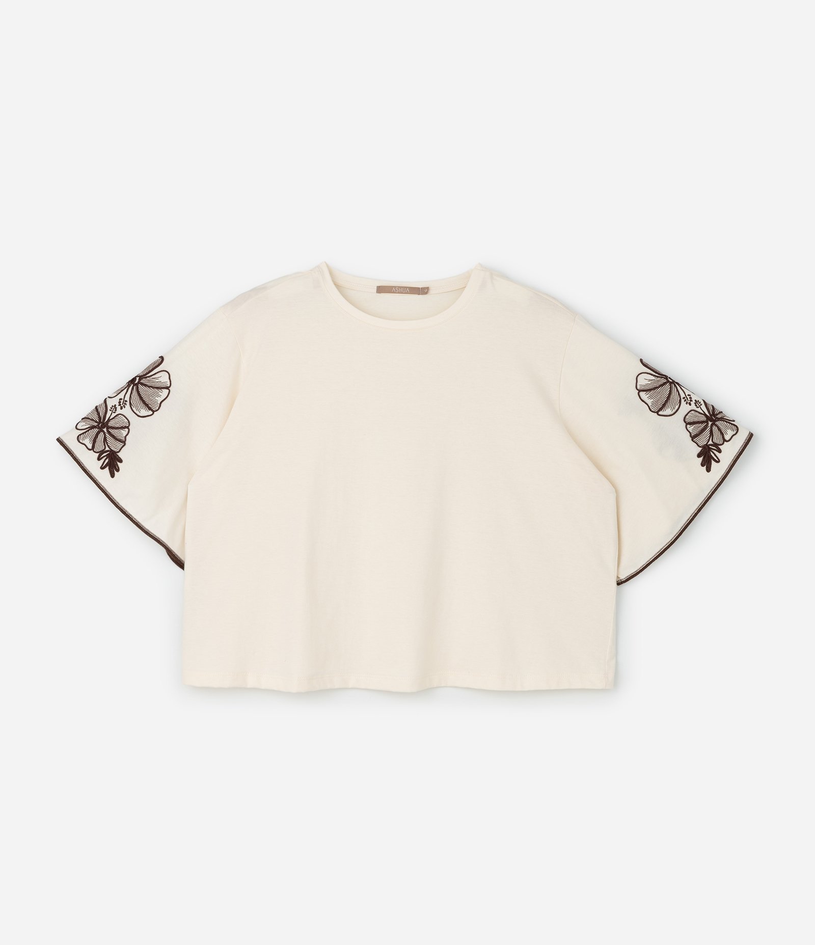 Blusa Boxy com Manga Godê e Bordado Floral Curve & Plus Size Off White 4