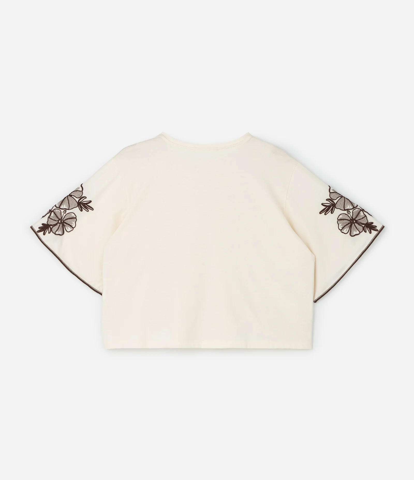 Blusa Boxy com Manga Godê e Bordado Floral Curve & Plus Size Off White 5