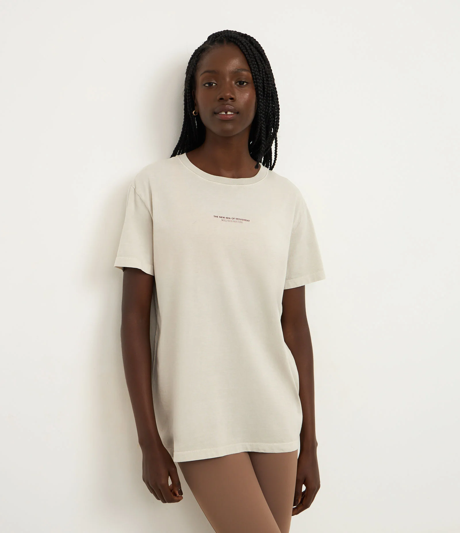 Camiseta em Algodão Estampada e Mangas Curtas Bege 2