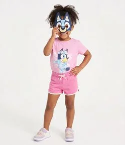 Camiseta Infantil com Máscara e Estampa Bluey – Tam 1 a 6 Anos