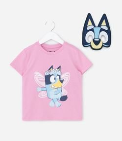 Camiseta Infantil com Máscara e Estampa Bluey – Tam 1 a 5/6 Anos