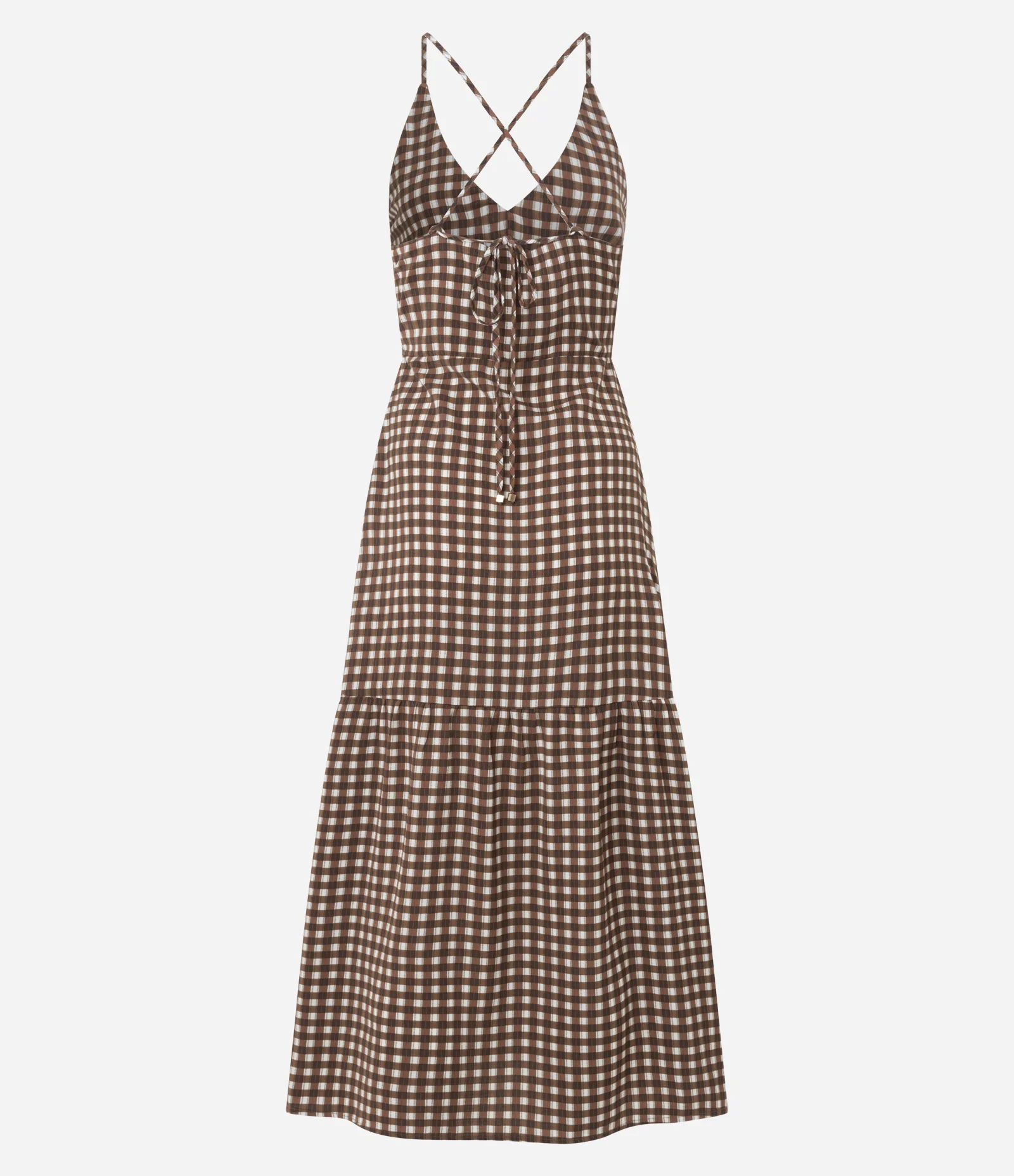 Vestido Midi com Estampa Xadrez Marrom 2