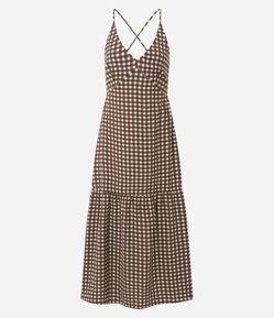 Vestido Midi com Estampa Xadrez