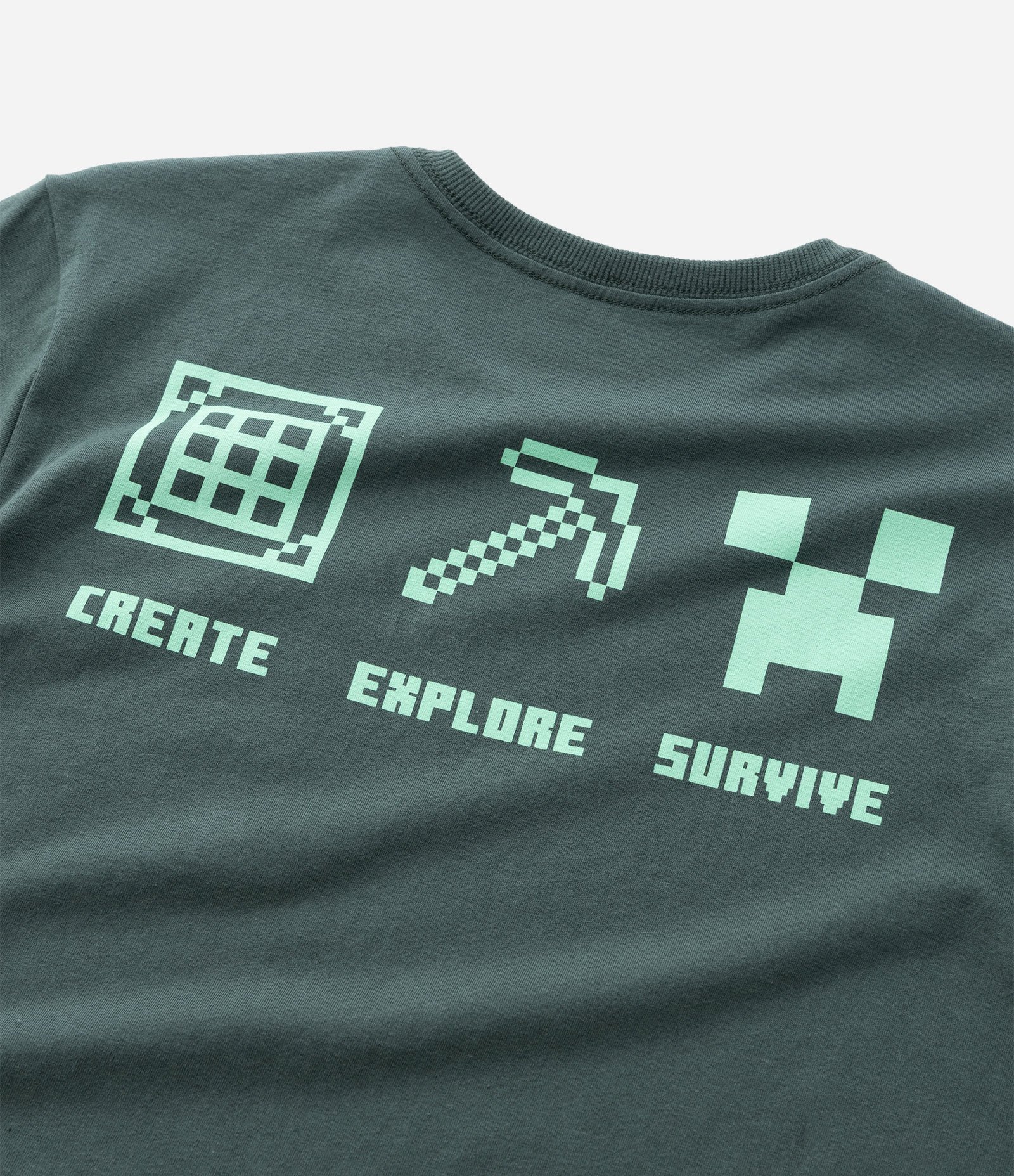 Camiseta Infantil em Algodão com Estampa Minecraft – Tam 5 a 14 Anos Verde Escuro 6