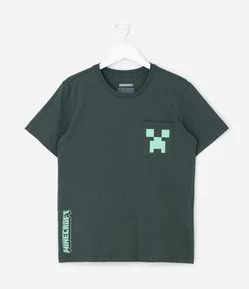 Camiseta Infantil em Algodão com Estampa Minecraft – Tam 5 a 14 Anos