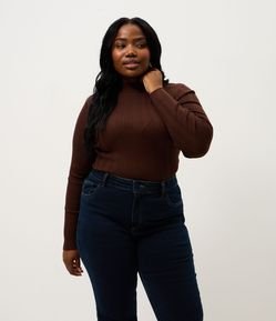 Blusa Canelada com Gola Alta Curve & Plus Size