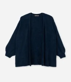 Cardigan Alongado em Tricô Retilíneo Curve & Plus Size