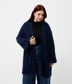 Cardigan Alongado em Tricô Retilíneo Curve & Plus Size