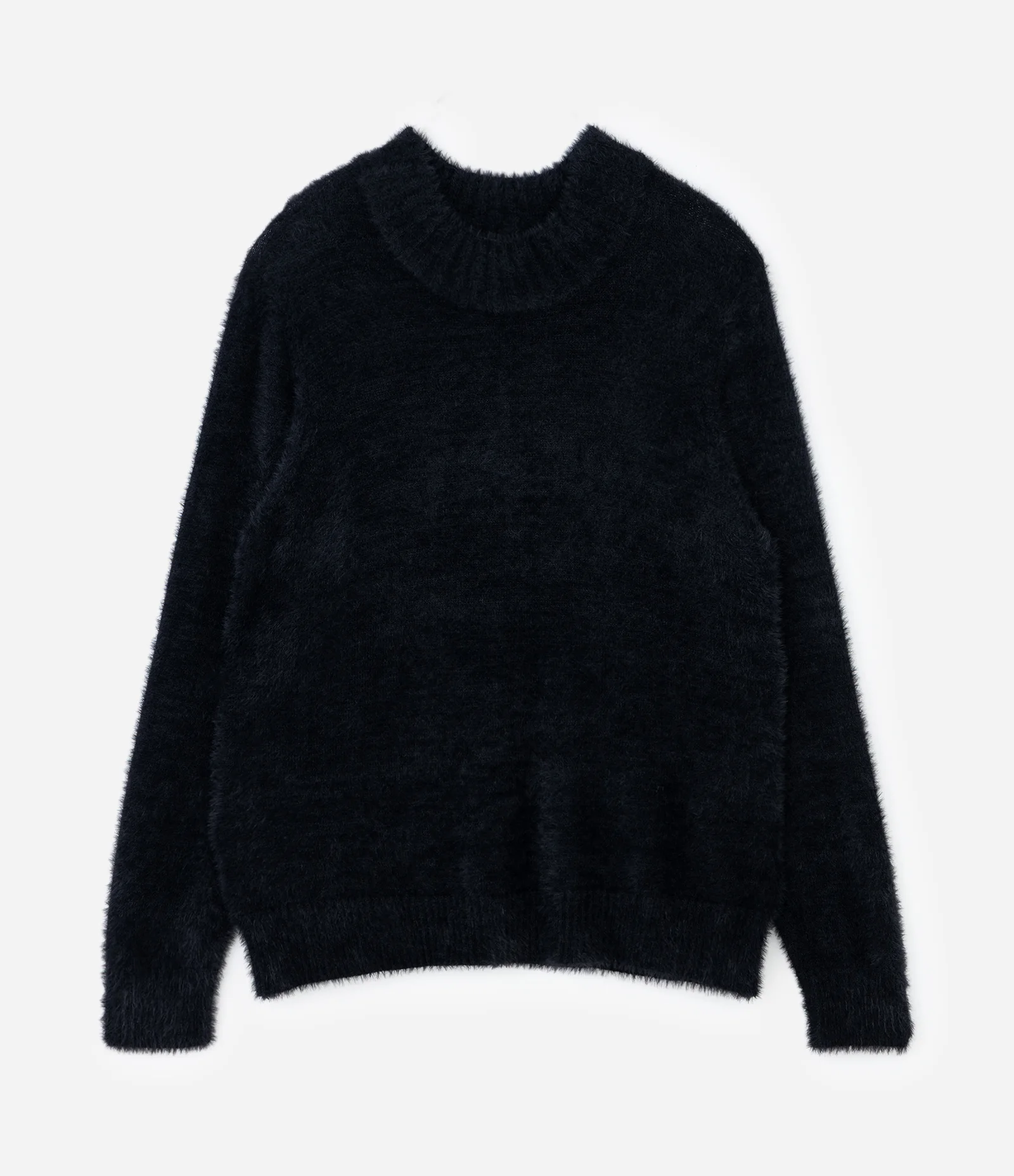 Blusão Alongado em Tricô Peludinho Curve & Plus Size Preto 1