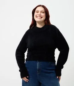 Blusão Alongado em Tricô Peludinho Curve & Plus Size