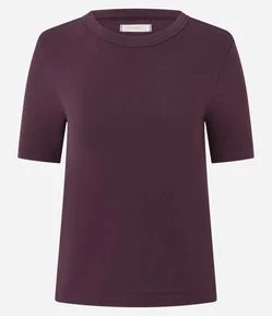 Blusa Básica Ajustada em Ribana com Gola Redonda