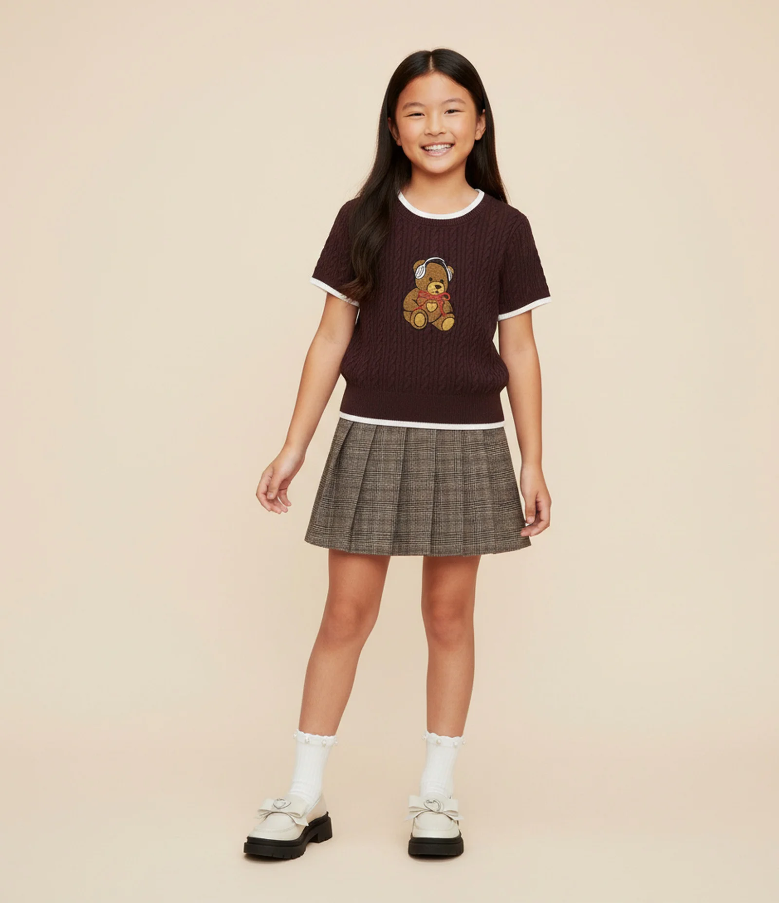 Camiseta Infantil em Tricô com Jacquard de Urso – Tam 5 a 14 Anos Vinho 1