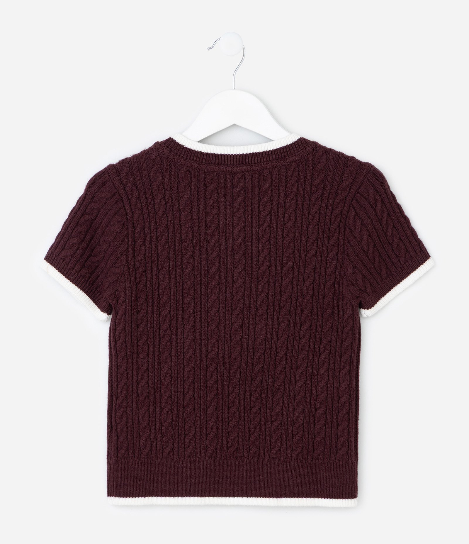 Camiseta Infantil em Tricô com Jacquard de Urso – Tam 5 a 14 Anos Vinho 3