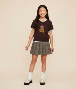 Camiseta Infantil em Tricô com Jacquard de Urso – Tam 5 a 14 Anos