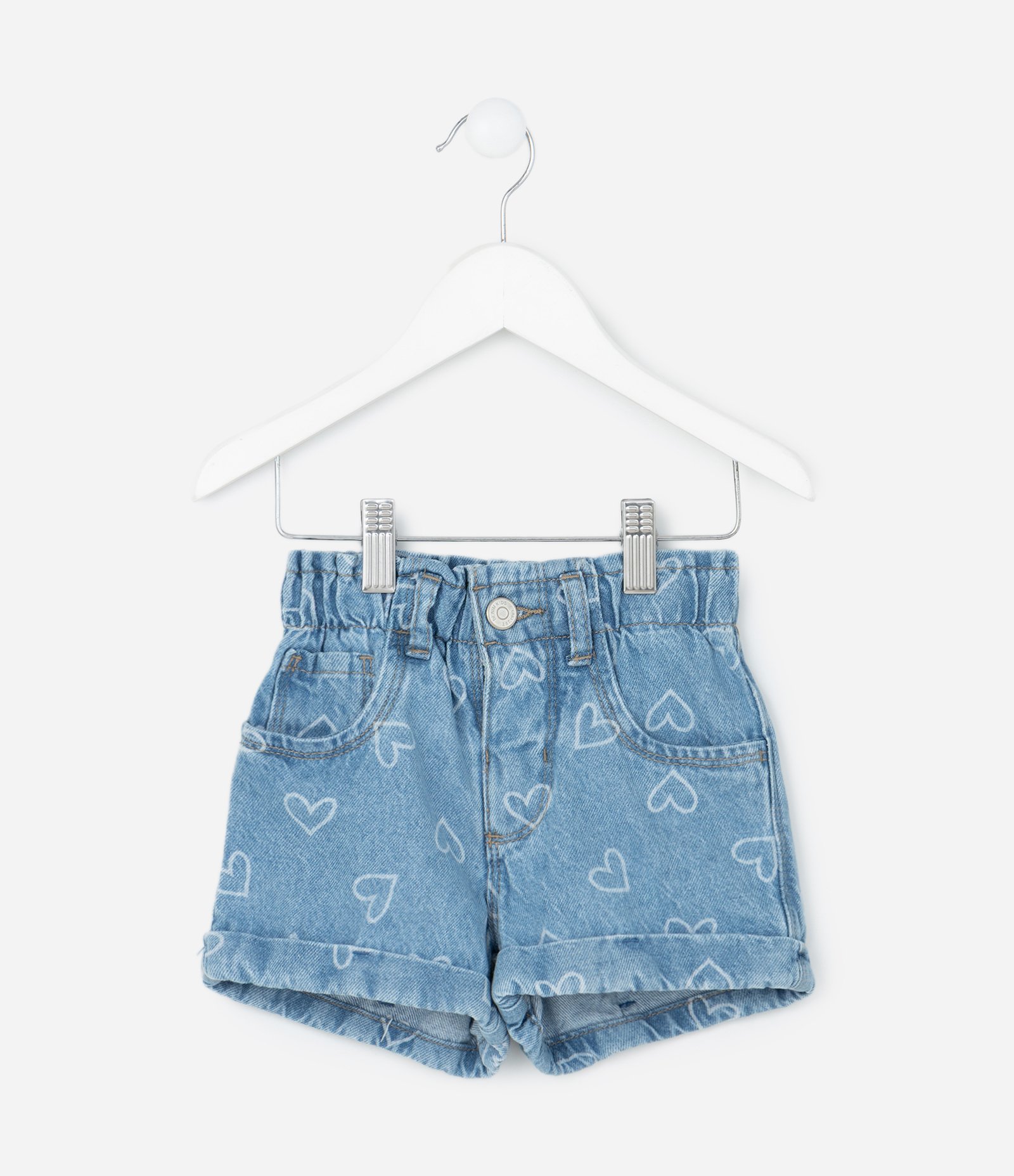 Short Infantil em Jeans com Estampa de Laços – Tam 1 a 5/6 Anos Azul 1