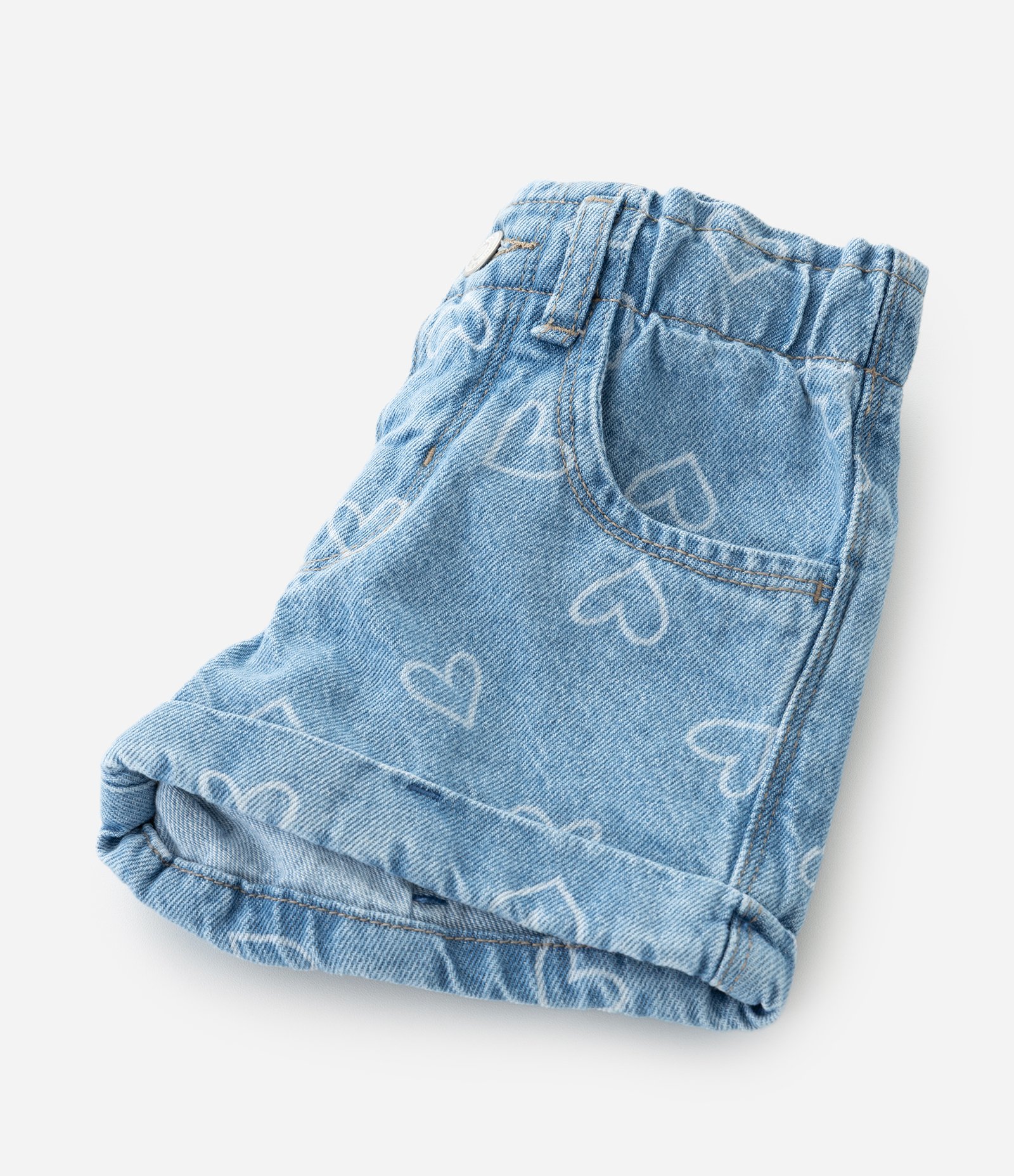 Short Infantil em Jeans com Estampa de Laços – Tam 1 a 5/6 Anos Azul 4