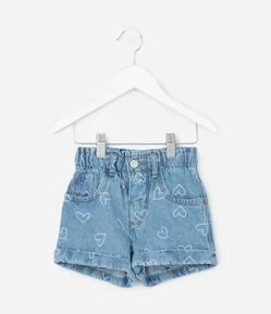 Short Infantil em Jeans com Estampa de Laços – Tam 1 a 5/6 Anos