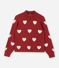 Casaco em Tricô Jacquard de Corações Curve & Plus Size