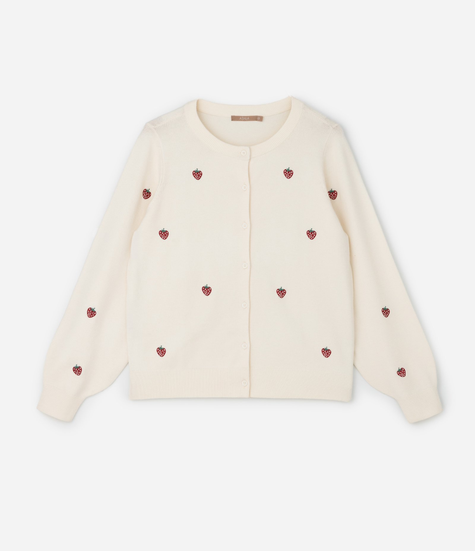 Cardigan Regular em Tricô com Bordados de Morangos Curve & Plus Size Bege 1