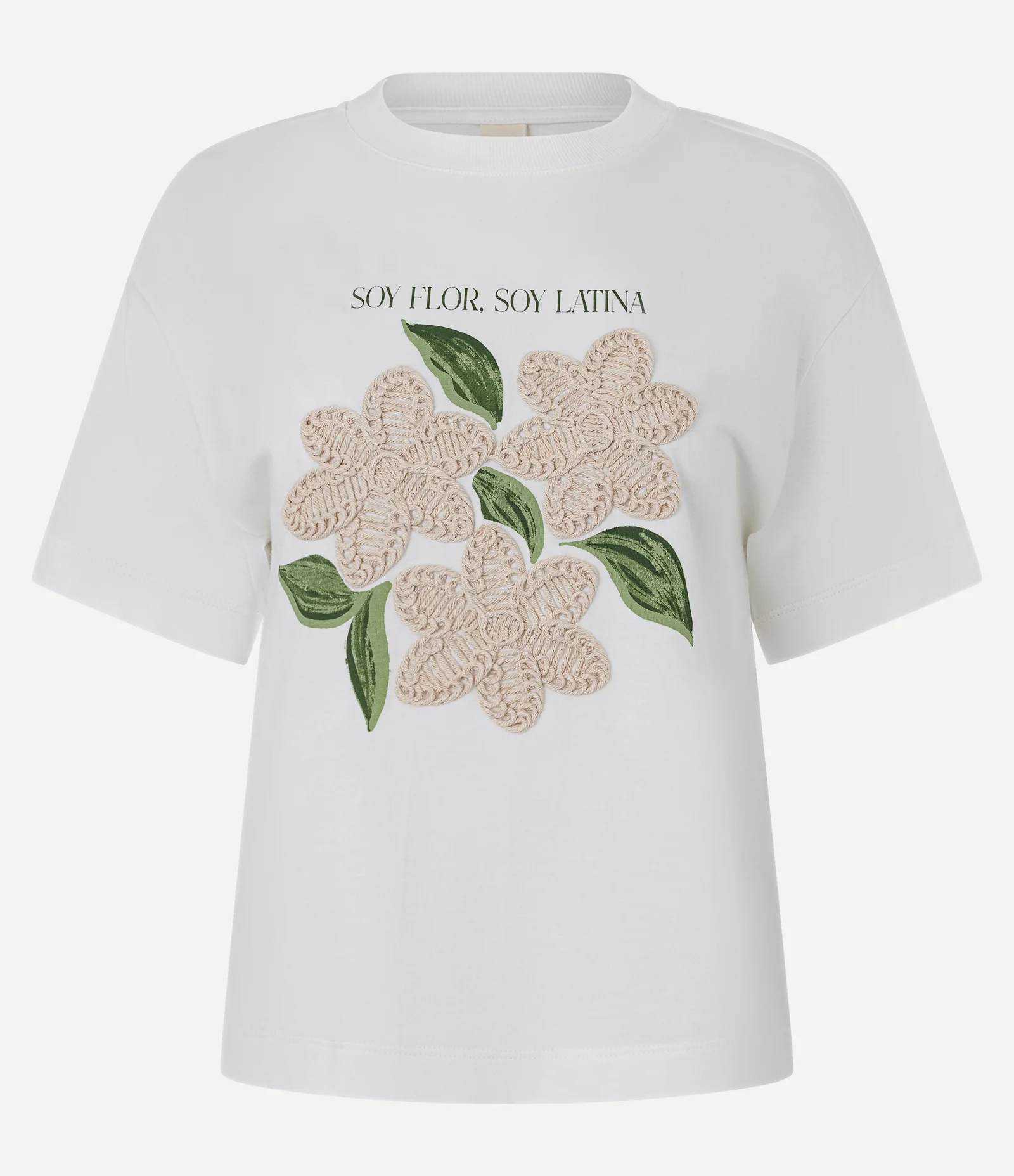 Camiseta com Estampa Floral e Bordado nas Flores Branco 5
