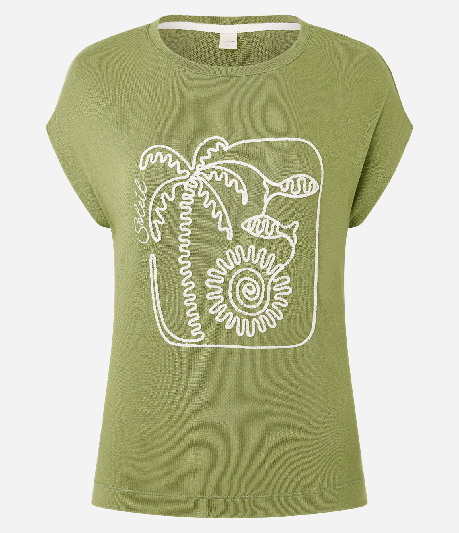 Camiseta Regular em Viscose com Bordado Coqueiro Verde 5