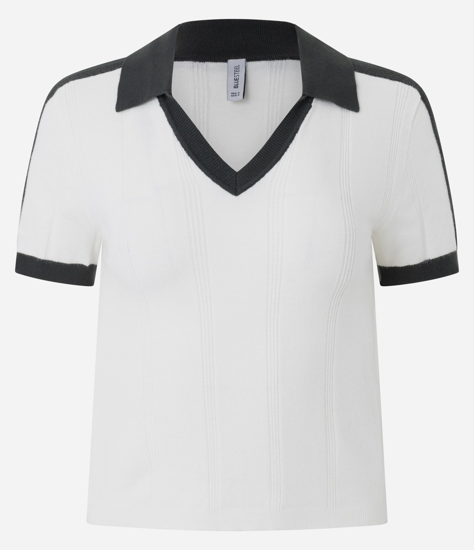 Blusa em Tricô com Gola Polo Contrastante Branco 5