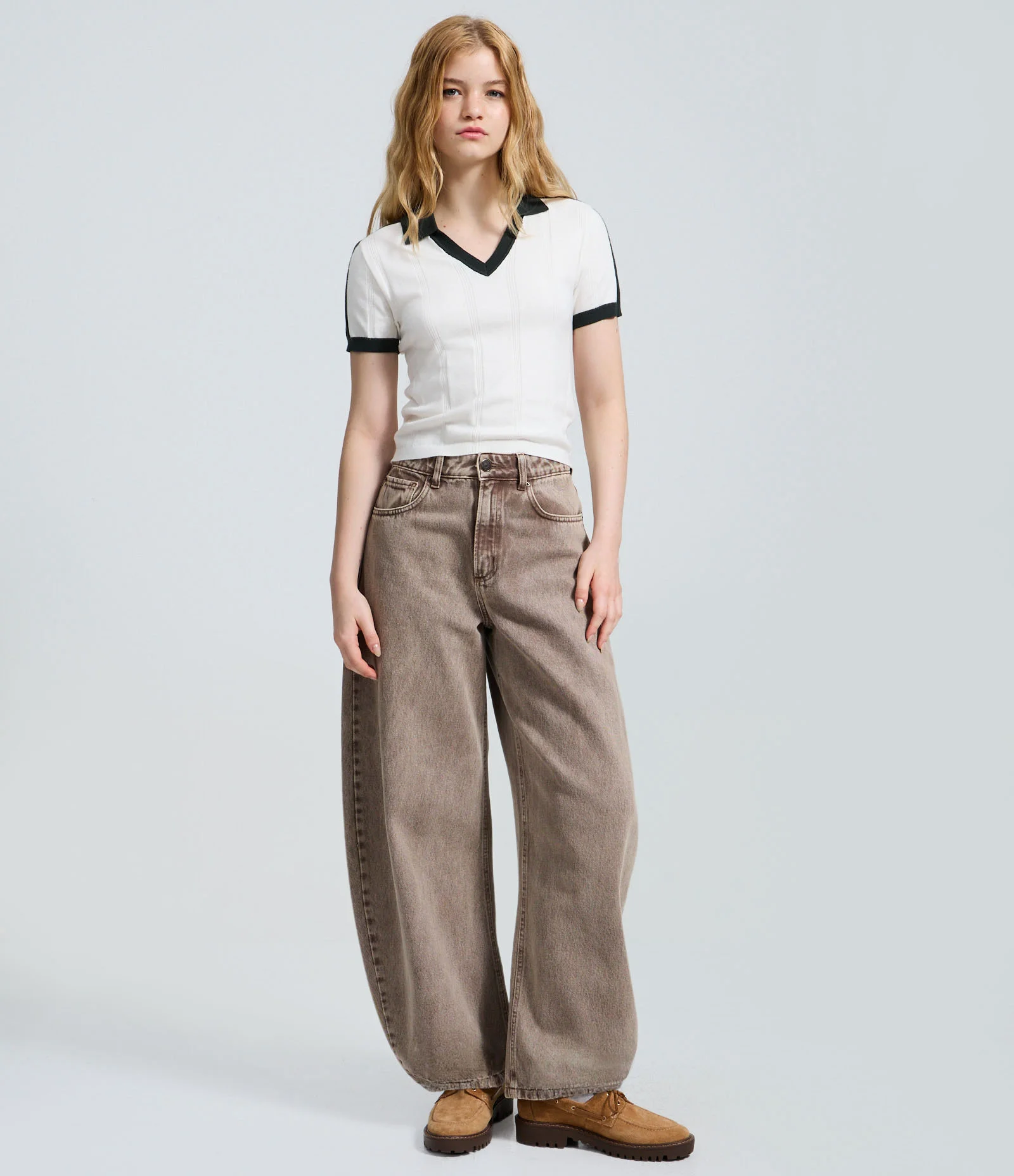 Blusa em Tricô com Gola Polo Contrastante Branco 2
