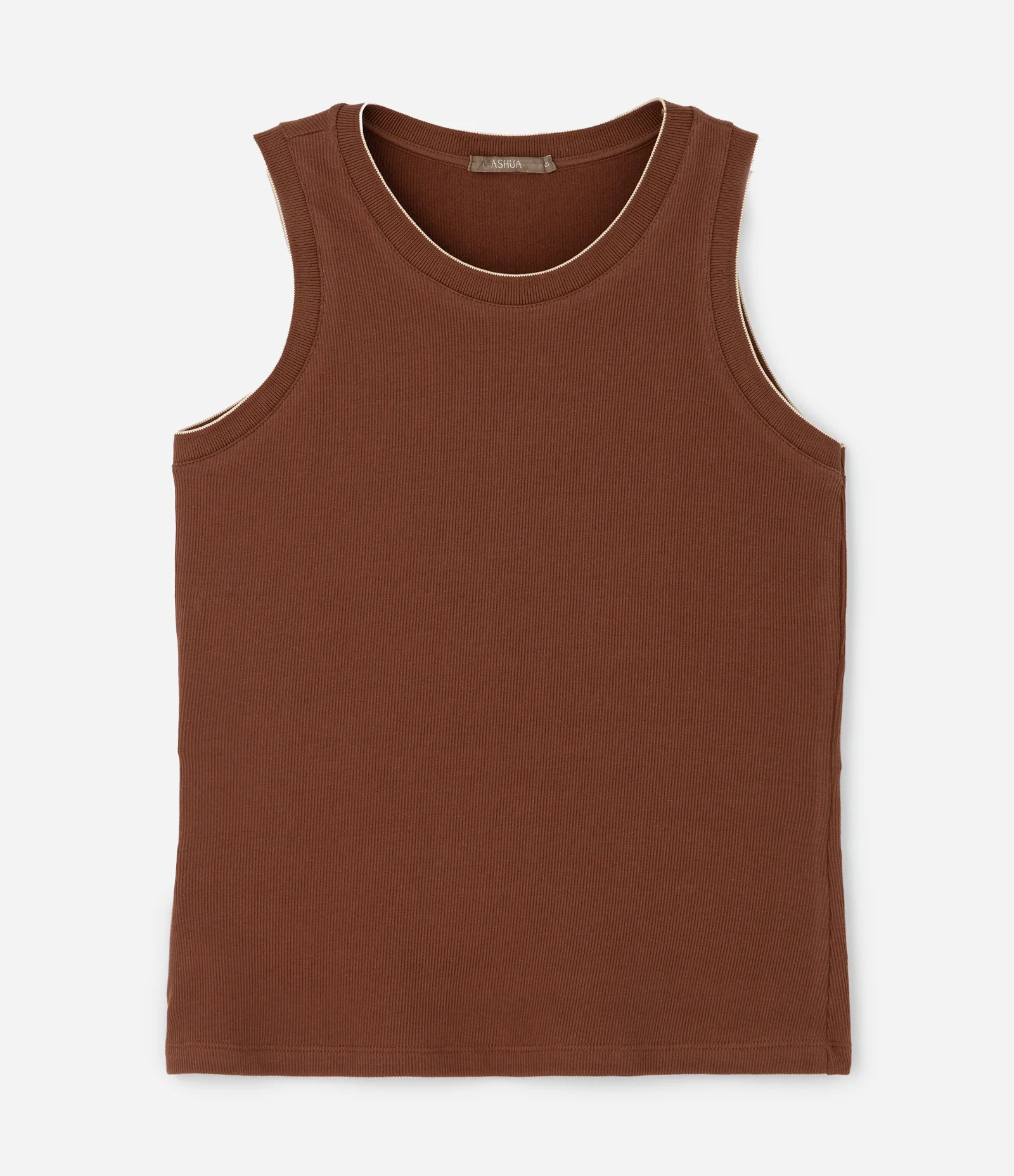 Regata em Ribana com Retilínea no Decote Curve & Plus Size Marrom 4